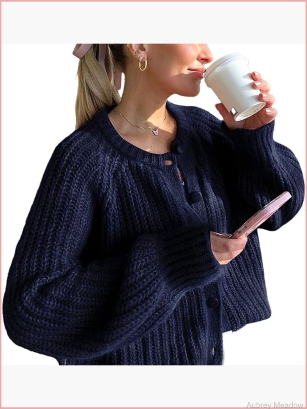 Button Down Long Sleeve Chunky Knit Cardigan Sweater Open Front Fall Coat